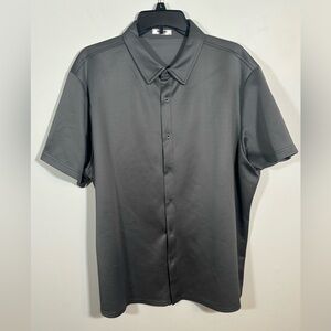 COOFANDY XXL Gray Button Down Shirt Stretch Short Sleeve Casual